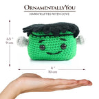 Positivity Frankenstein Crochet Support Doll, Halloween Encouragement Gift for Children and Adults OrnamentallyYou