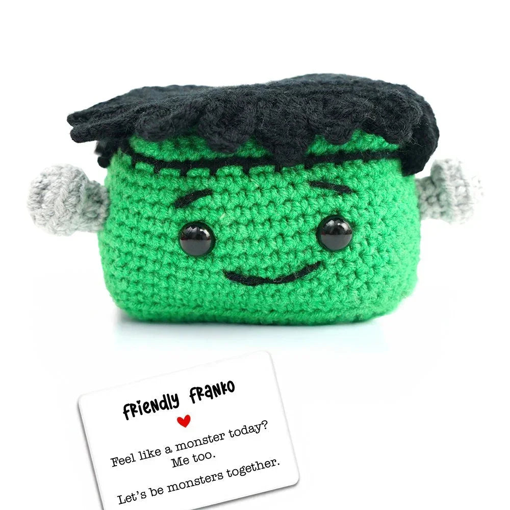 Positivity Frankenstein Crochet Support Doll, Halloween Encouragement Gift for Children and Adults OrnamentallyYou