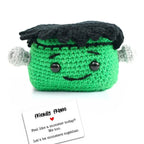 Positivity Frankenstein Crochet Support Doll, Halloween Encouragement Gift for Children and Adults OrnamentallyYou