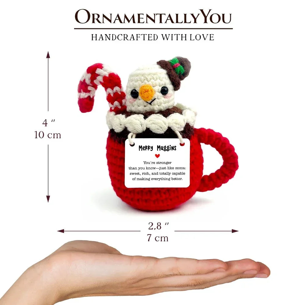Positivity Hot Cocoa Marshmallow Crochet Support Doll, Christmas Encouragement Gift for Children and Adults OrnamentallyYou