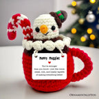 Positivity Hot Cocoa Marshmallow Crochet Support Doll, Christmas Encouragement Gift for Children and Adults OrnamentallyYou