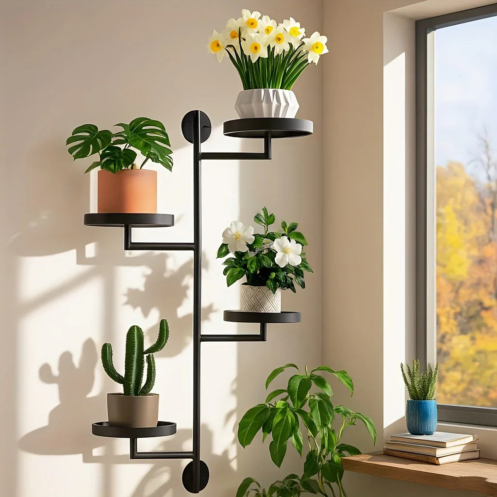 4-tier Rotating Window Plant Shelves - Rust-proof Metal Plant Pot Stand, Wall Plant Holder - for... - House Of Avana