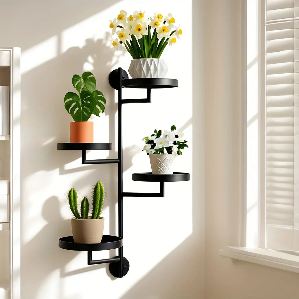 4-tier Rotating Window Plant Shelves - Rust-proof Metal Plant Pot Stand, Wall Plant Holder - for... - House Of Avana