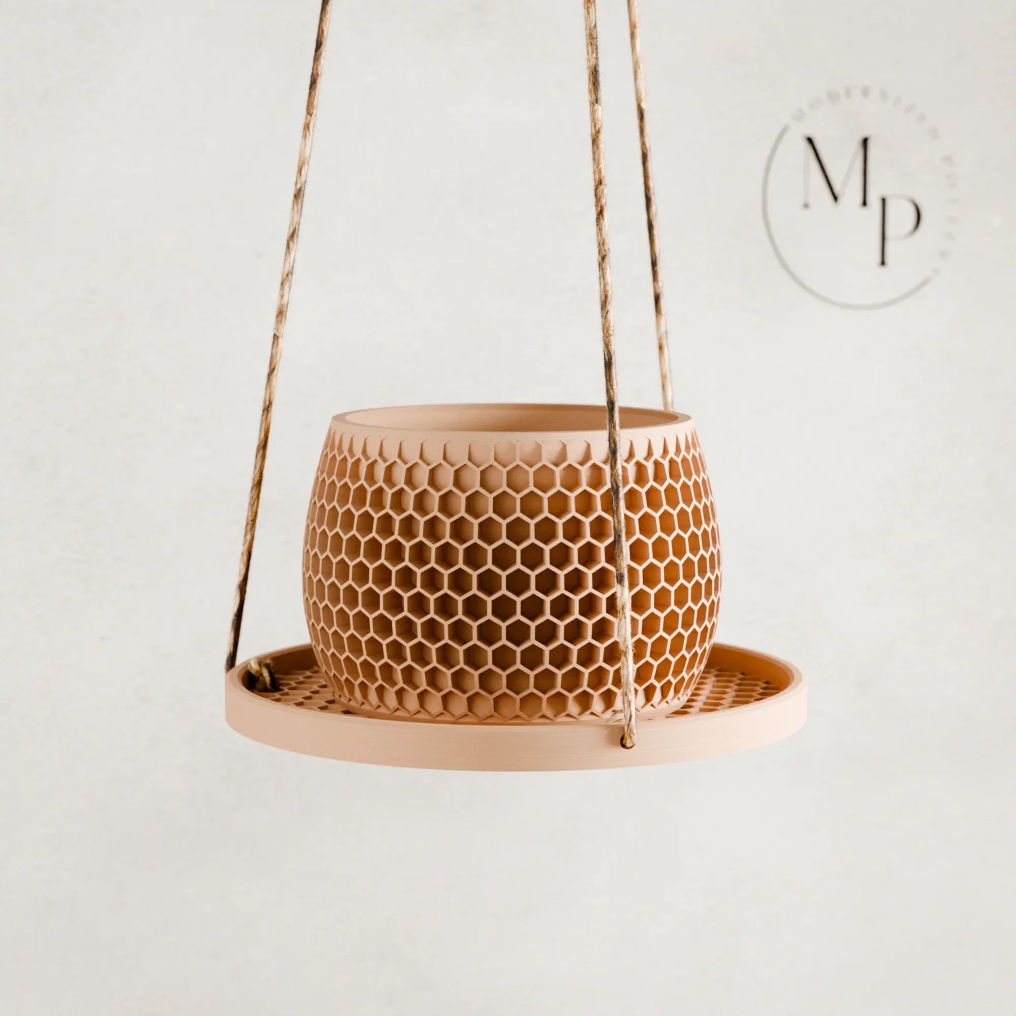 Hanging Plant Pot Tray | Honeycomb, lifestyle image - House Of Avana