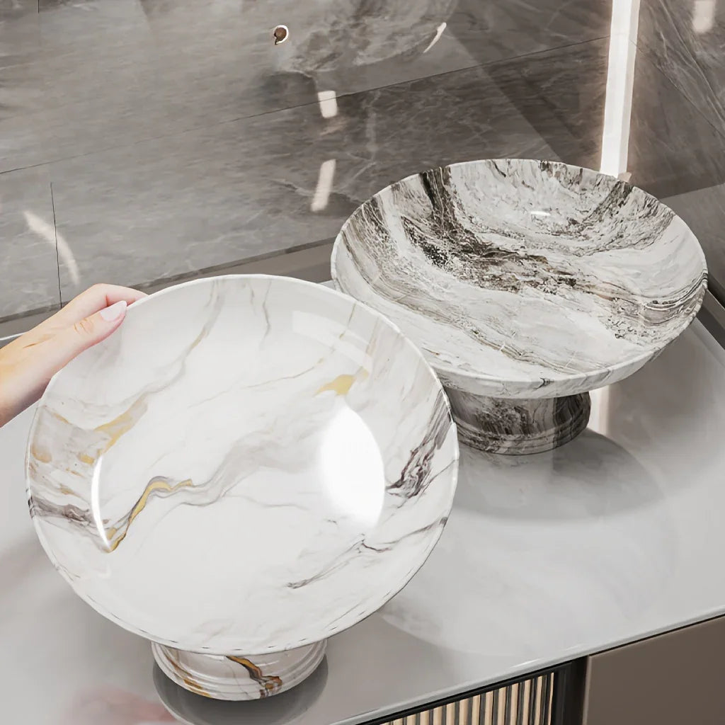 PP Material High-End Marble Pattern Luxury Tray Organizer, -Slip Tea and Coffee Serving Plate for Home Use, Wedding Decoration Dish, Suitable for Family Dining Rooms and Outdoor Gatherings, Non-Food Contact House Of Avana