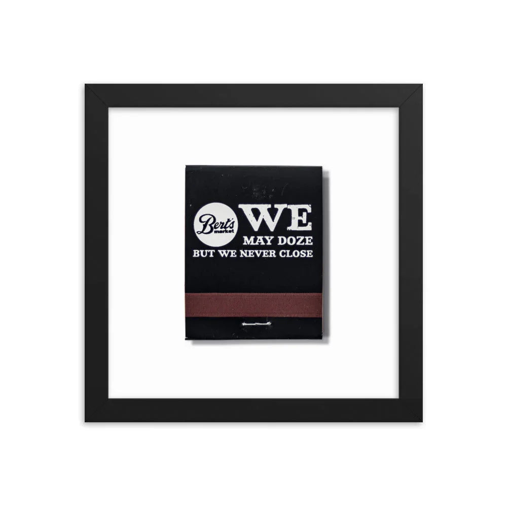 Berts Framed Print matchbook photos