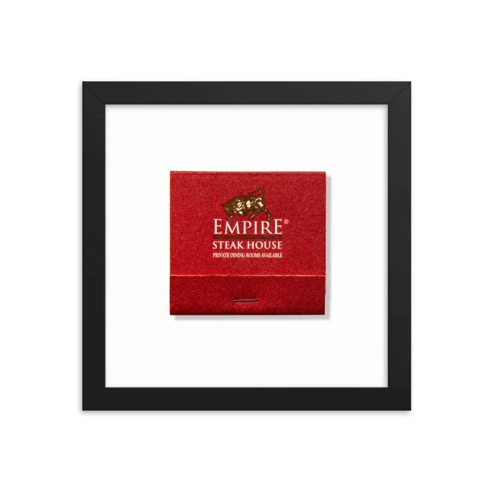 Empire Steakhouse Framed Print matchbook photos