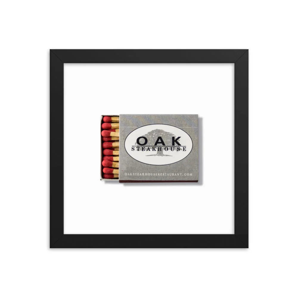 Oak Steakhouse Framed Print matchbook photos