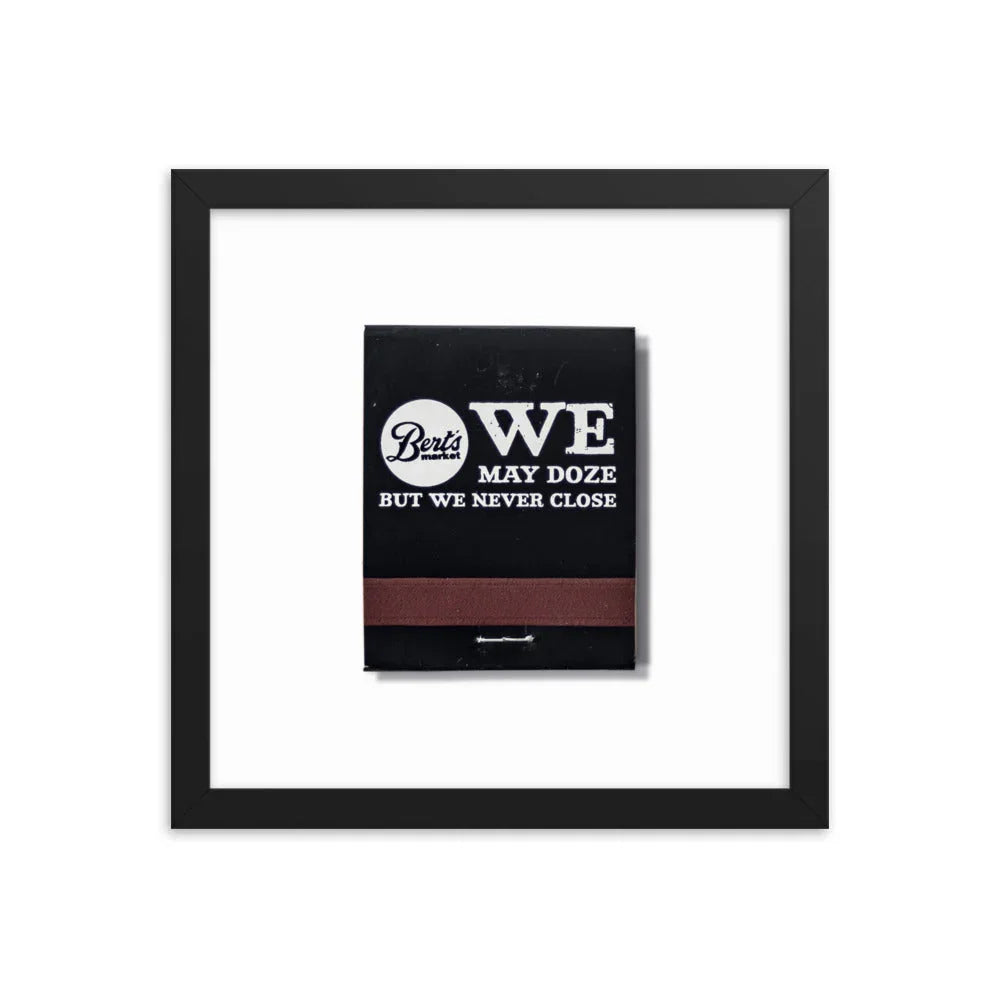 Berts Framed Print matchbook photos