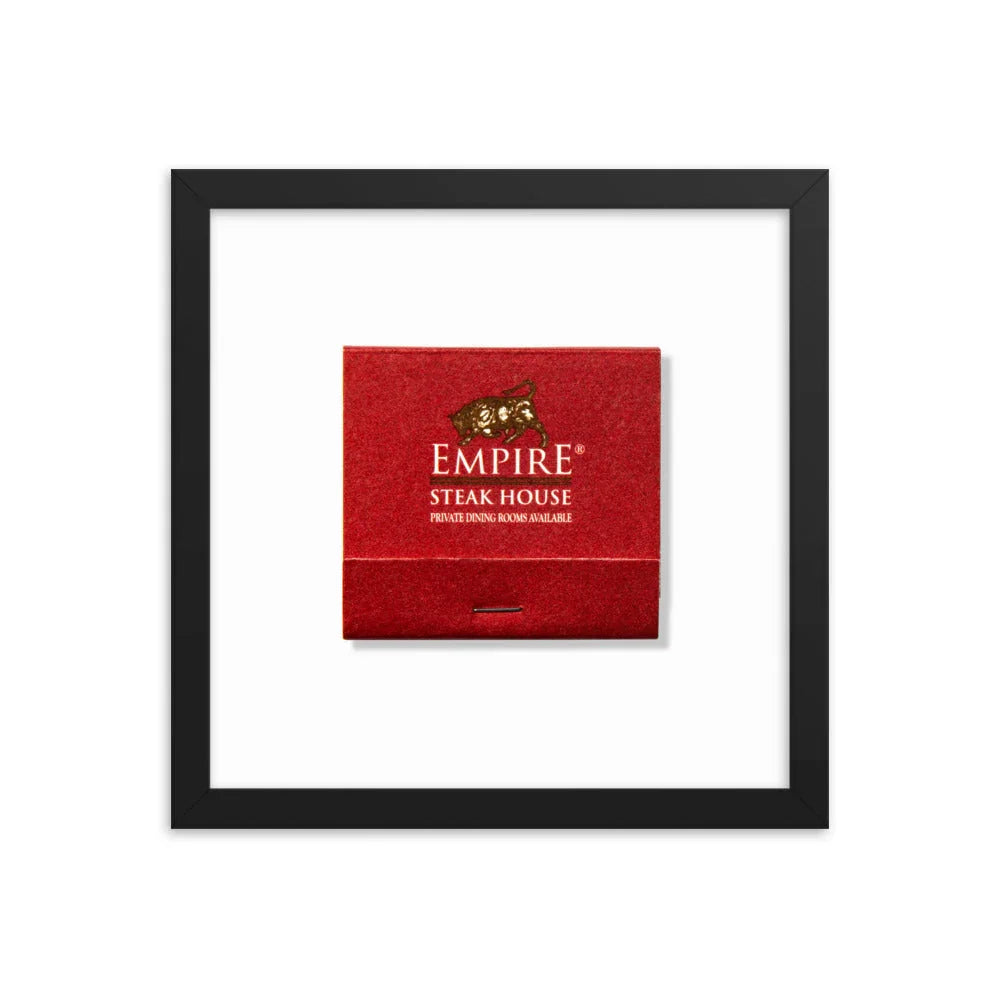 Empire Steakhouse Framed Print matchbook photos