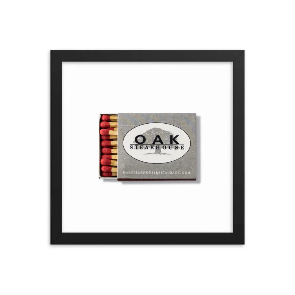 Oak Steakhouse Framed Print matchbook photos