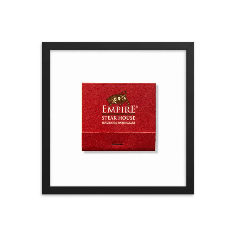 Empire Steakhouse Framed Print matchbook photos
