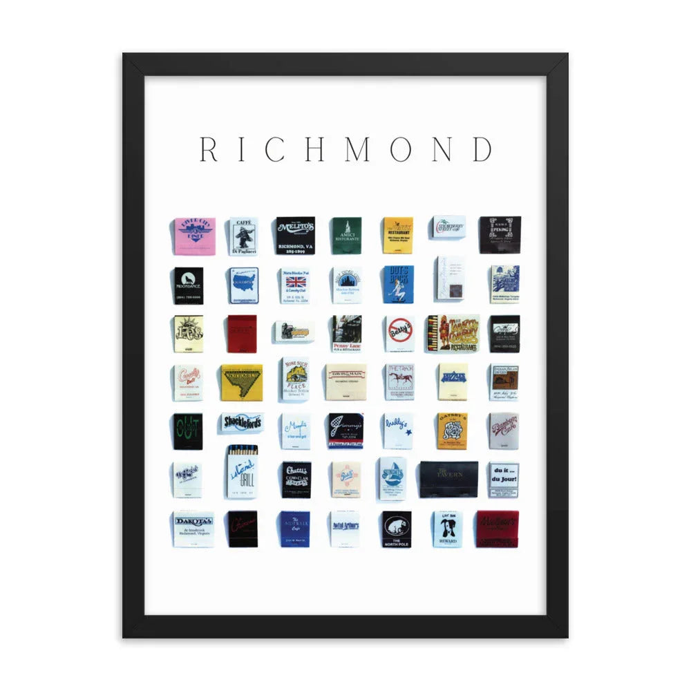 Richmond Vintage City Framed Print matchbook photos