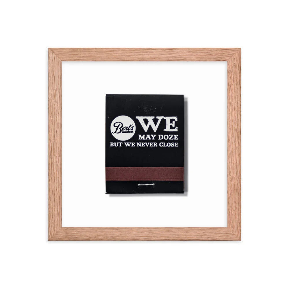 Berts Framed Print matchbook photos