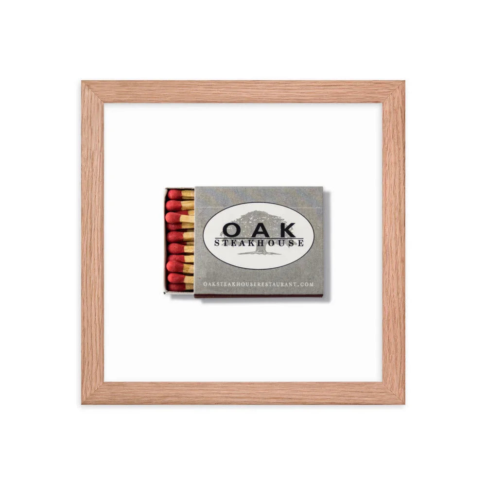 Oak Steakhouse Framed Print matchbook photos