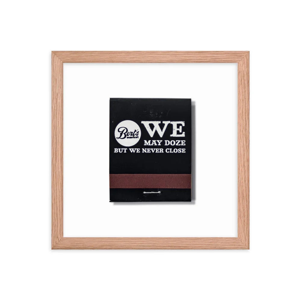 Berts Framed Print matchbook photos