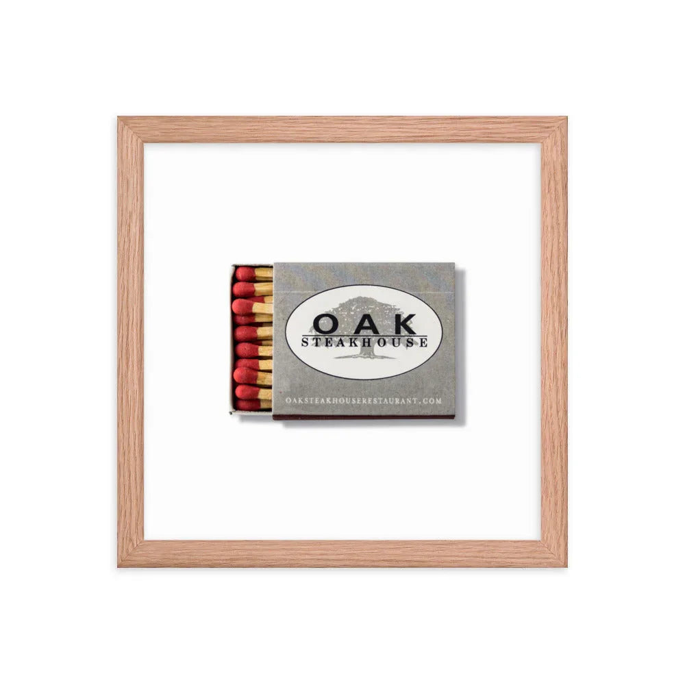 Oak Steakhouse Framed Print matchbook photos