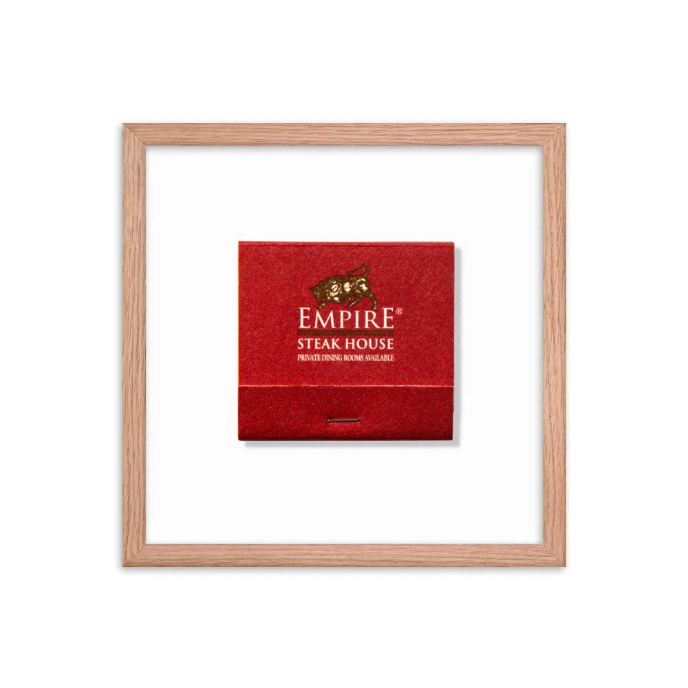 Empire Steakhouse Framed Print matchbook photos