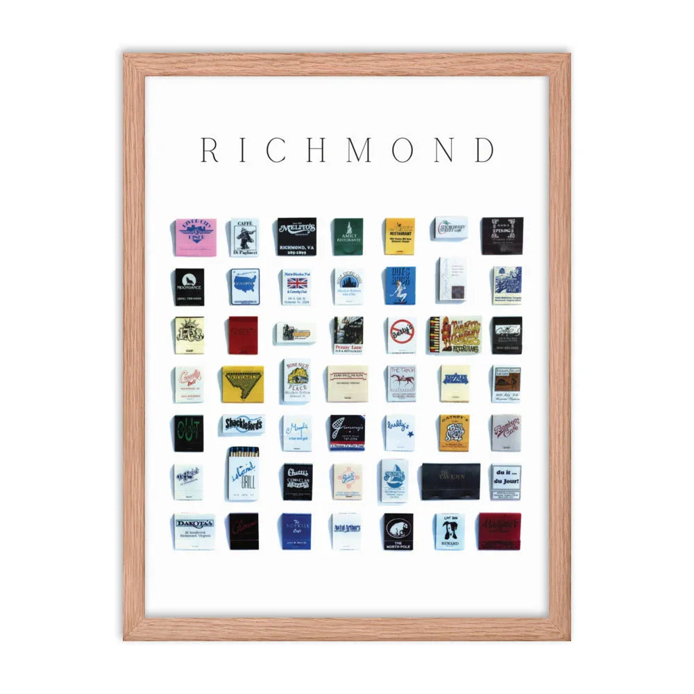Richmond Vintage City Framed Print matchbook photos