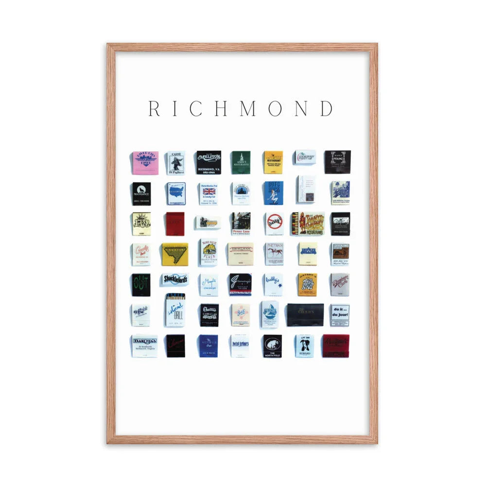 Richmond Vintage City Framed Print matchbook photos