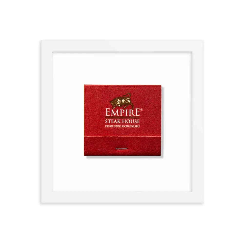 Empire Steakhouse Framed Print matchbook photos