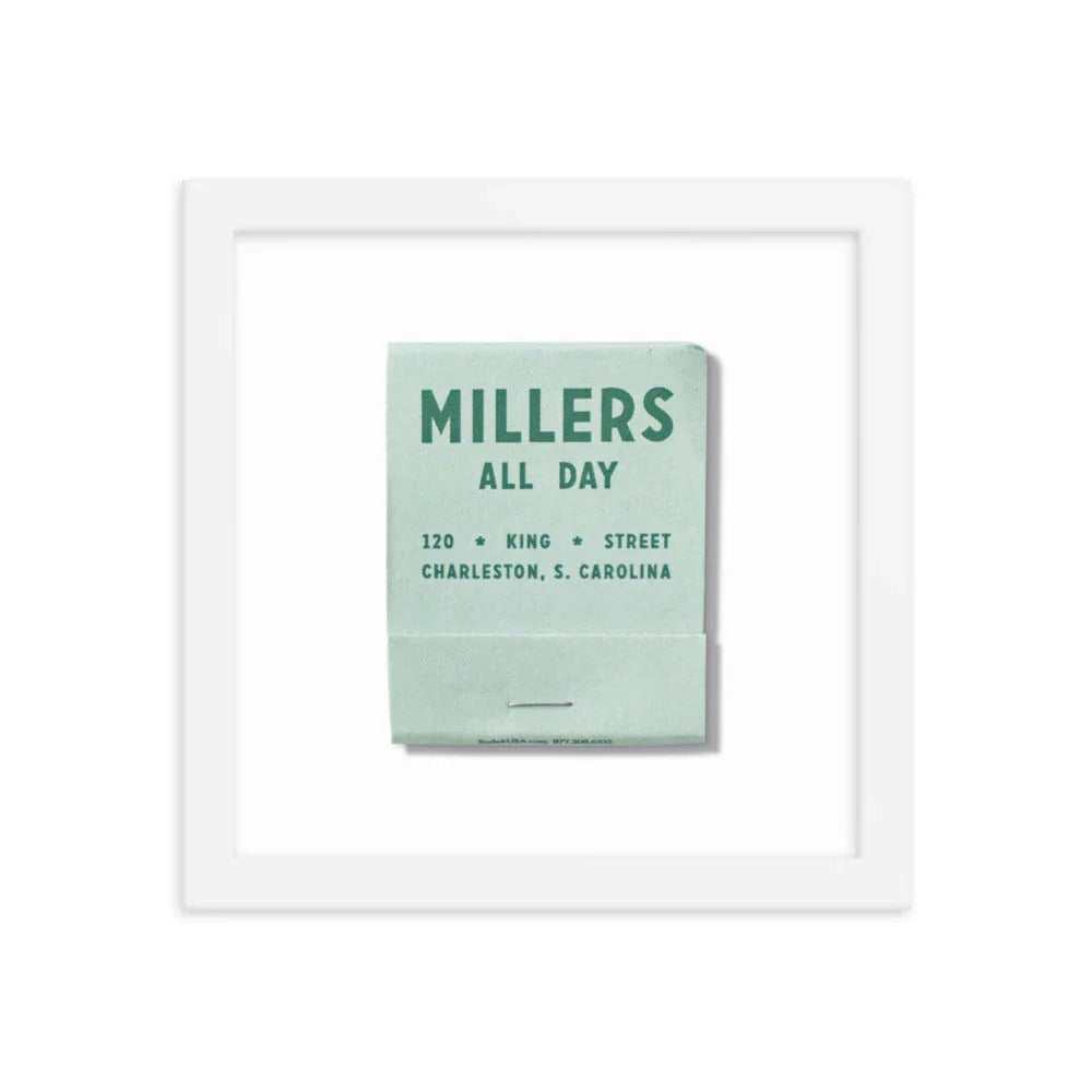 Millers All Day Framed Print matchbook photos