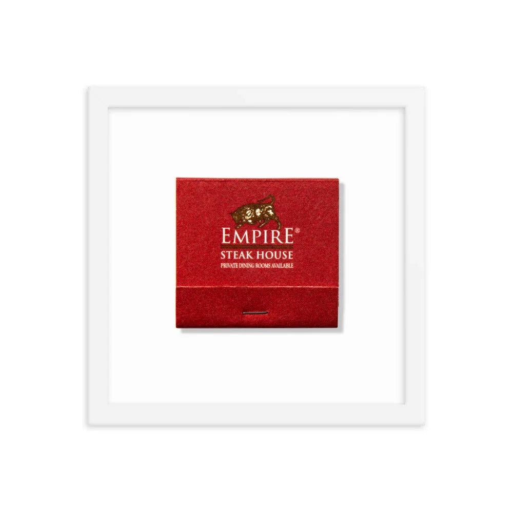 Empire Steakhouse Framed Print matchbook photos