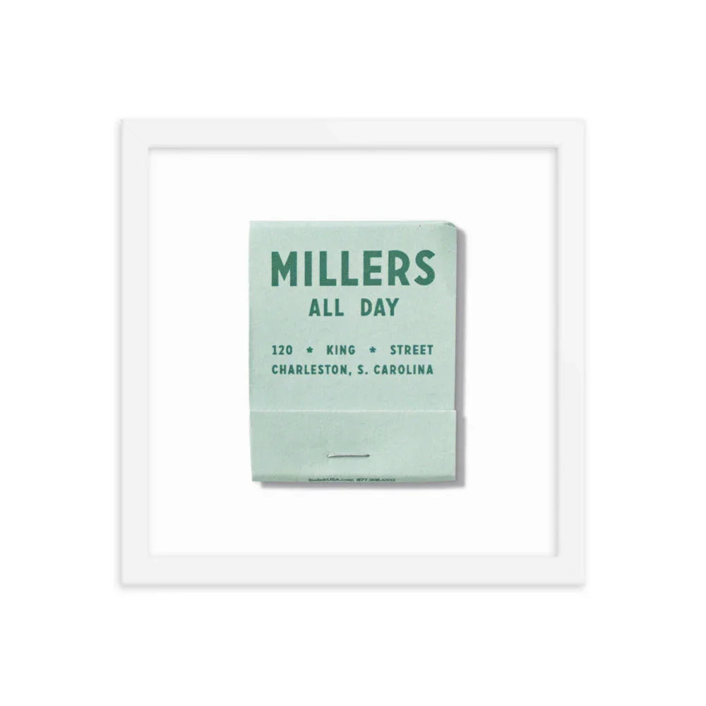Millers All Day Framed Print matchbook photos