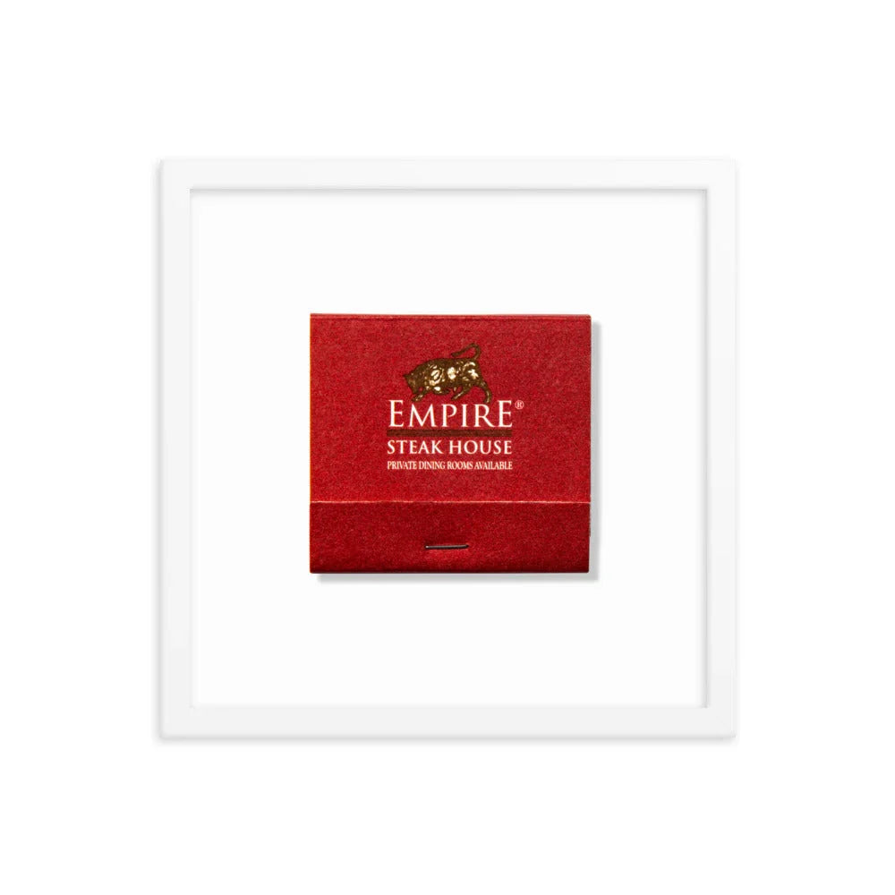 Empire Steakhouse Framed Print matchbook photos
