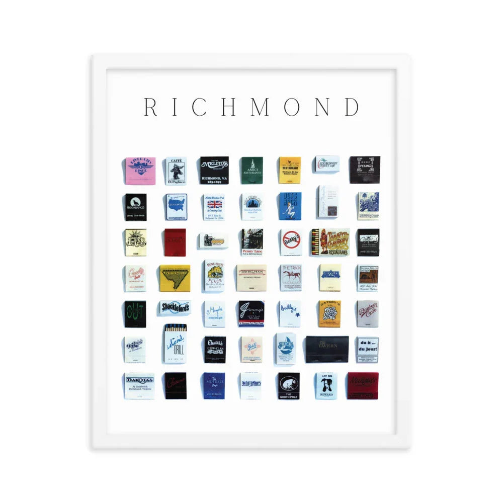 Richmond Vintage City Framed Print matchbook photos