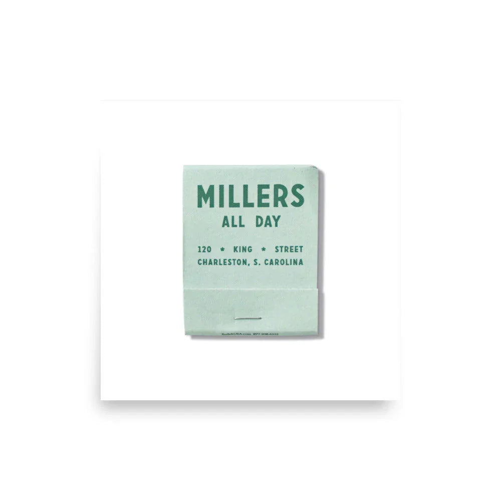 Miller’s All Day Print matchbook photos