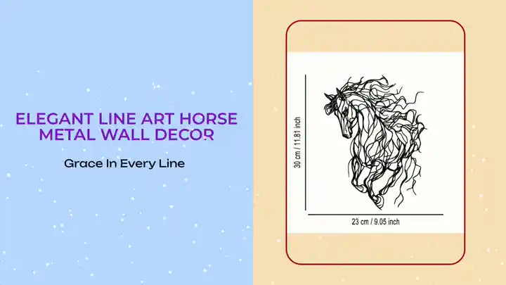 Elegant Line Art Horse Metal Wall Decor by@Outfy