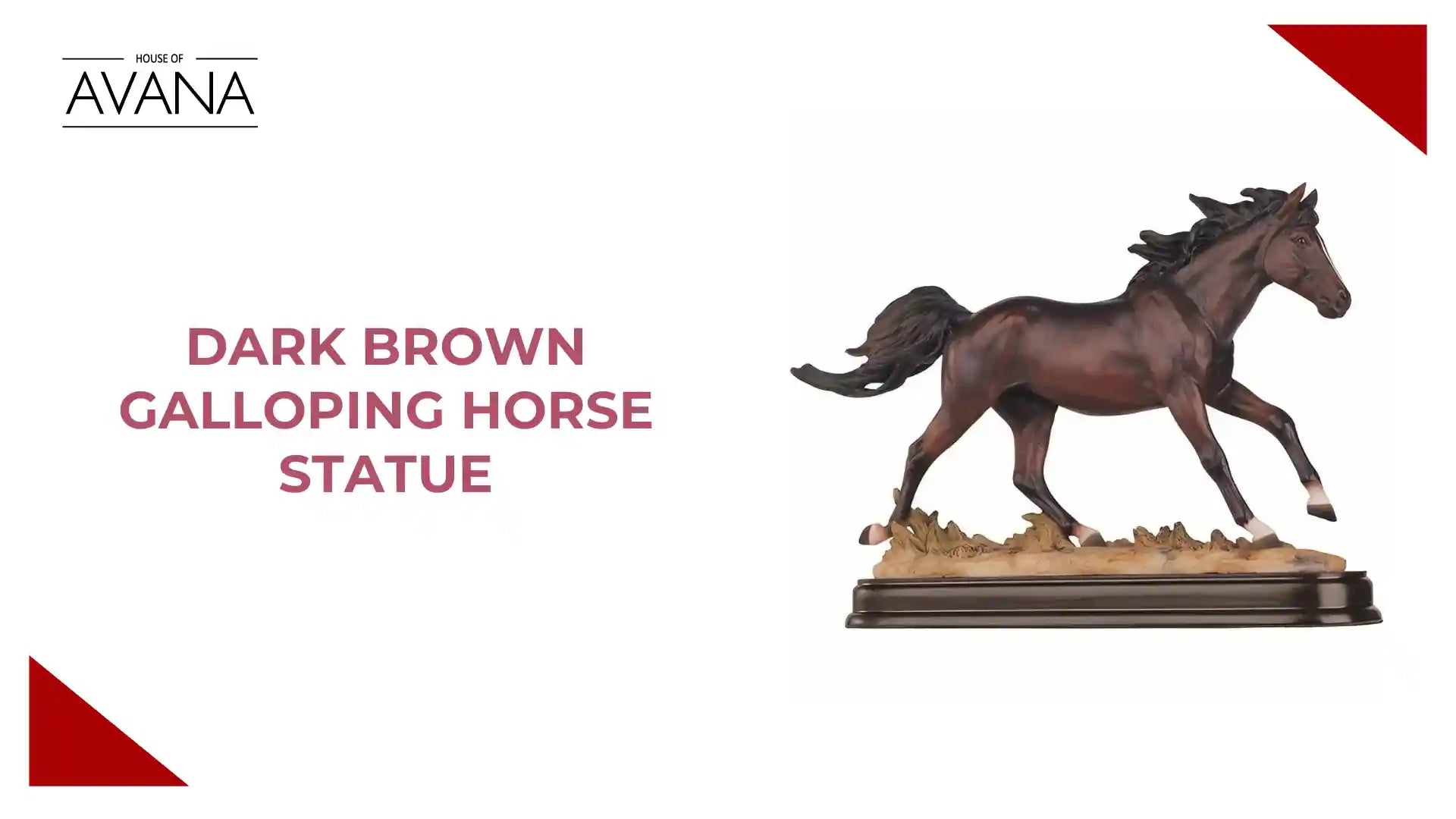 Dark Brown Galloping Horse Statue by@Outfy