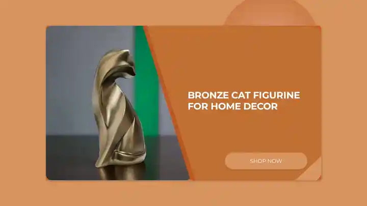 Bronze Cat Figurine for Home Decor by@Outfy