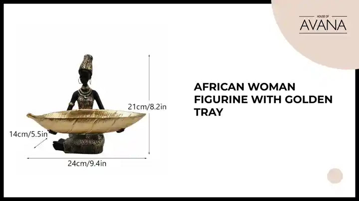 African Woman Figurine with Golden Tray by@Outfy
