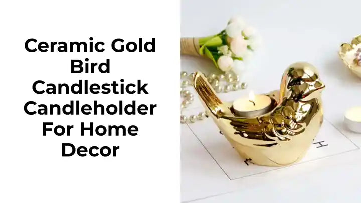 Ceramic Gold Bird Candlestick Candleholder for Home Decor by@Outfy