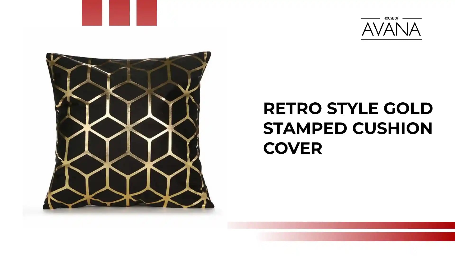 Retro Style Gold Stamped Cushion Cover by@Outfy