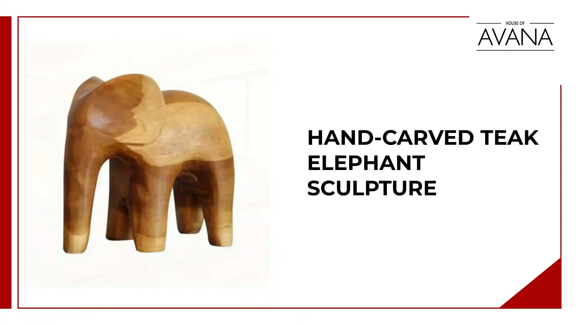 Hand-Carved Teak Elephant Sculpture by@Outfy