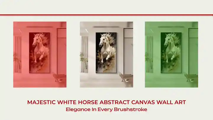 Majestic White Horse Abstract Canvas Wall Art by@Outfy