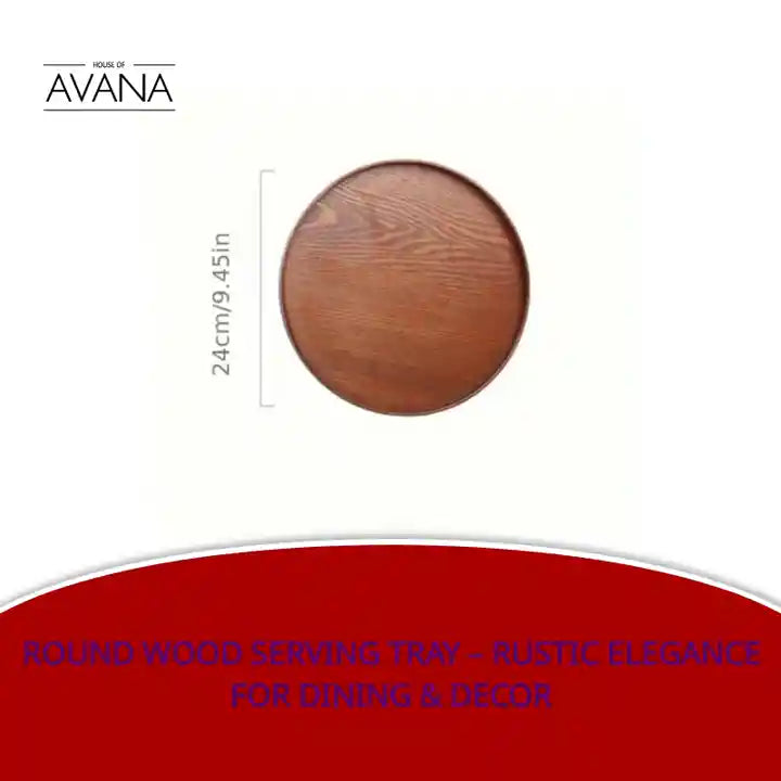Round Wood Serving Tray &ndash; Rustic Elegance for Dining &amp; Decor by@Outfy