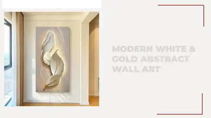 Modern White &amp; Gold Abstract Wall Art by@Outfy