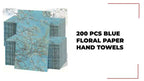 200 pcs Blue Floral Paper Hand Towels by@Outfy