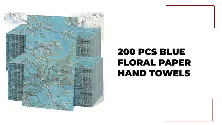 200 pcs Blue Floral Paper Hand Towels by@Outfy