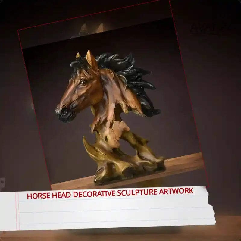 Horse Head Decorative Sculpture Artwork by@Outfy
