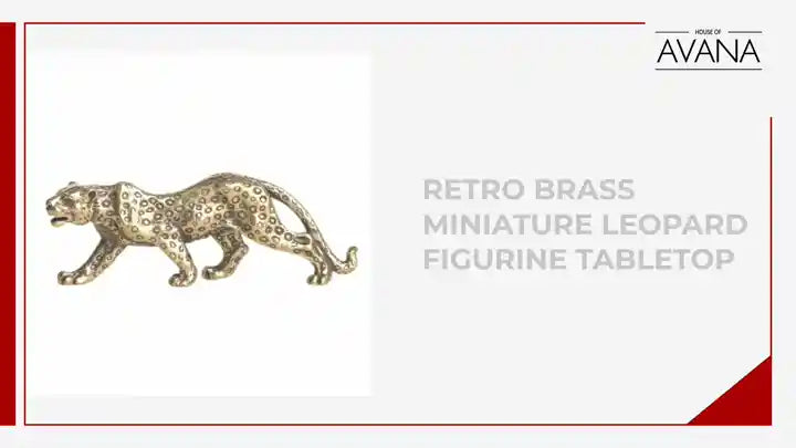Retro Brass Miniature Leopard Figurine Tabletop by@Outfy