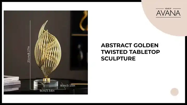 Abstract Golden Twisted Tabletop Sculpture by@Outfy