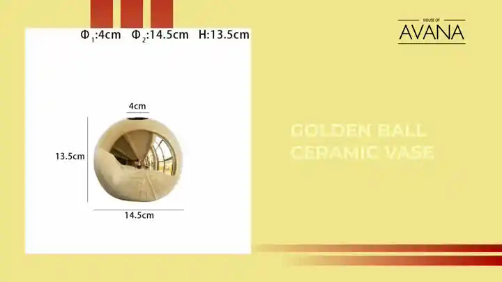 Golden Ball Ceramic Vase by@Outfy