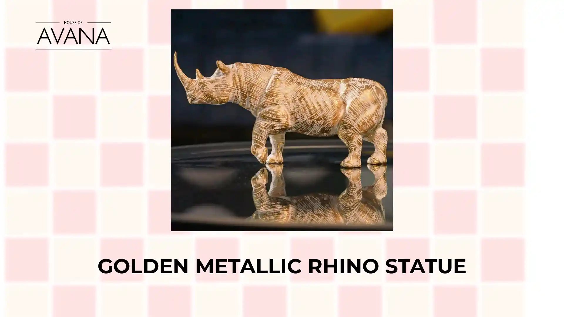 Golden Metallic Rhino Statue by@Outfy