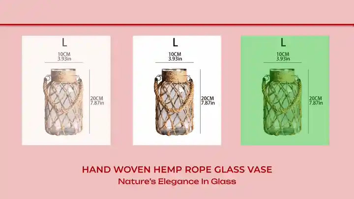 Hand Woven Hemp Rope Glass Vase by@Outfy