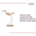 Artistic Long-legged Wooden Waterfowl Bird for Desktop Home Decor by@Outfy